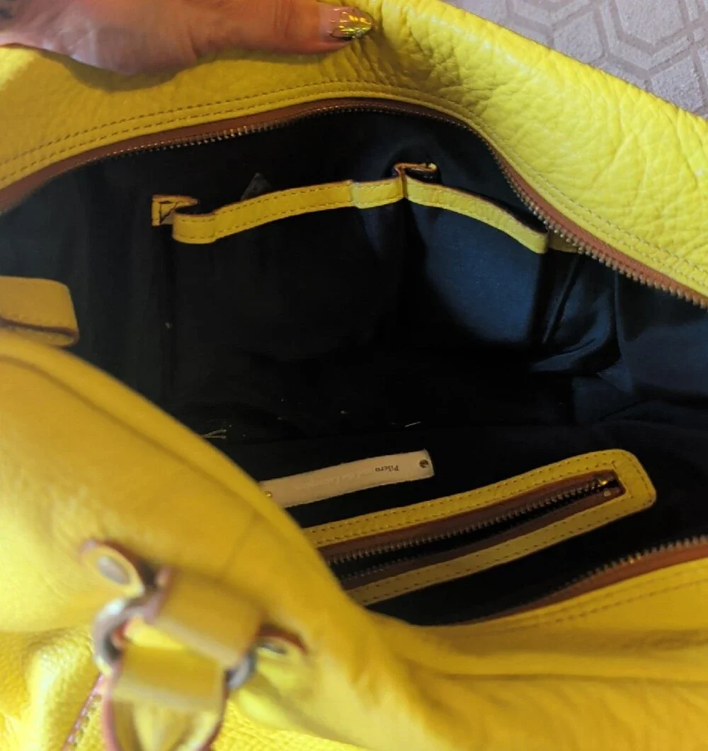 Pilcro Yellow Leather Top-Handle Satchel Bag